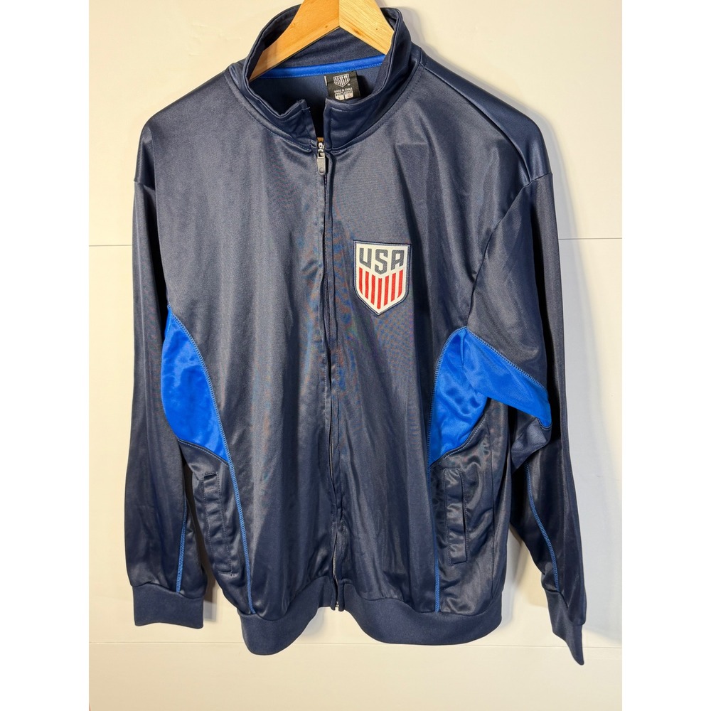 USA Soccer Track Jacket Mens Large Navy Blue Full Zip United States Soccer Crest